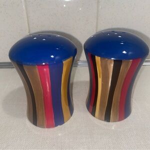 Vintage 2004 Enesco By Erin Donell Salt‎ & Pepper Shakers Set Of 2 Multi Striped